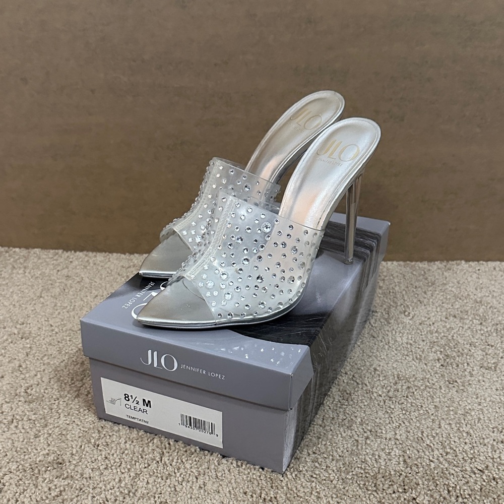 Jennifer Lopez Shimmering Silver Heels